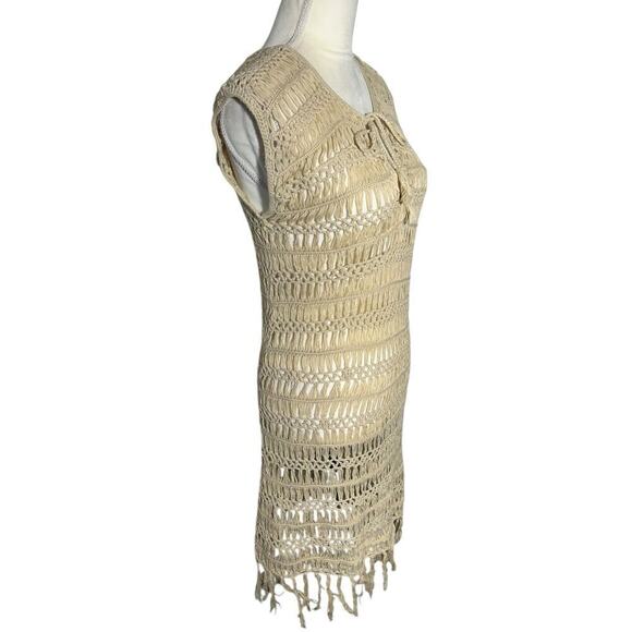 New Melissa Odabash Barrie Beige Crochet Swim Coverup - Medium - Picture 3 of 8
